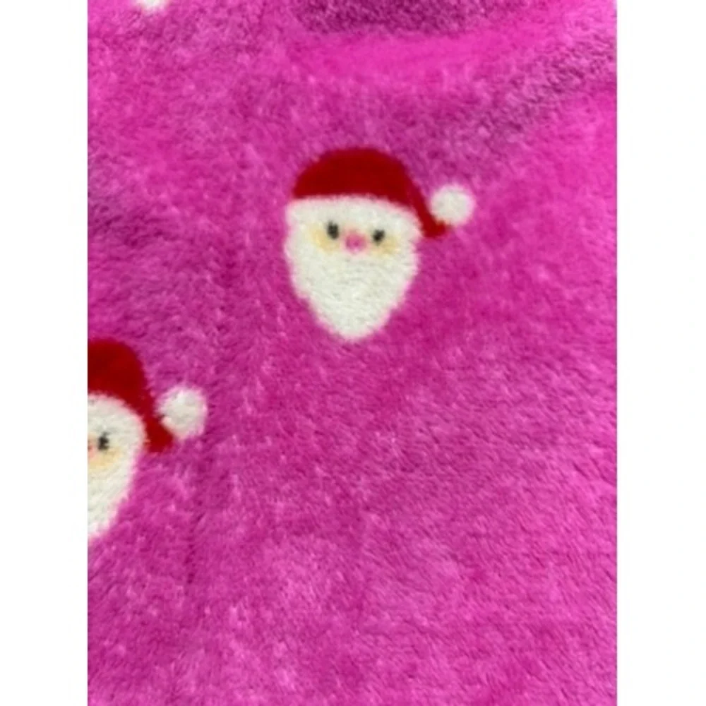 Forever 21 Kids Girls 9/10 Pink Santa Hooded One Piece‎ Pajamas Christmas Cozy